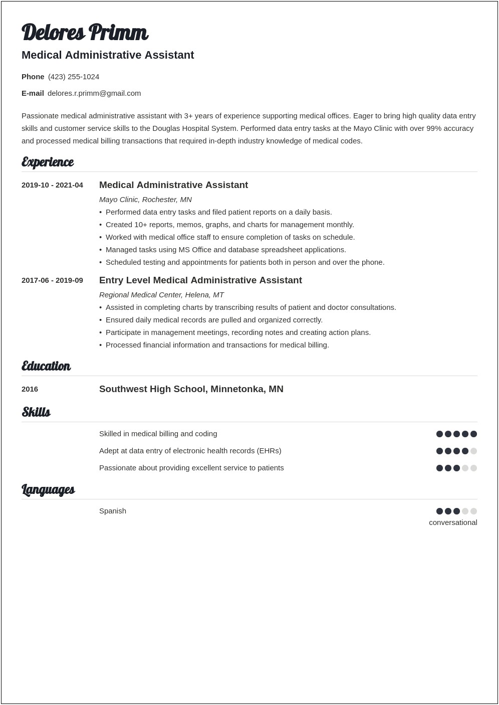 Different Wording For Office Technician Resume