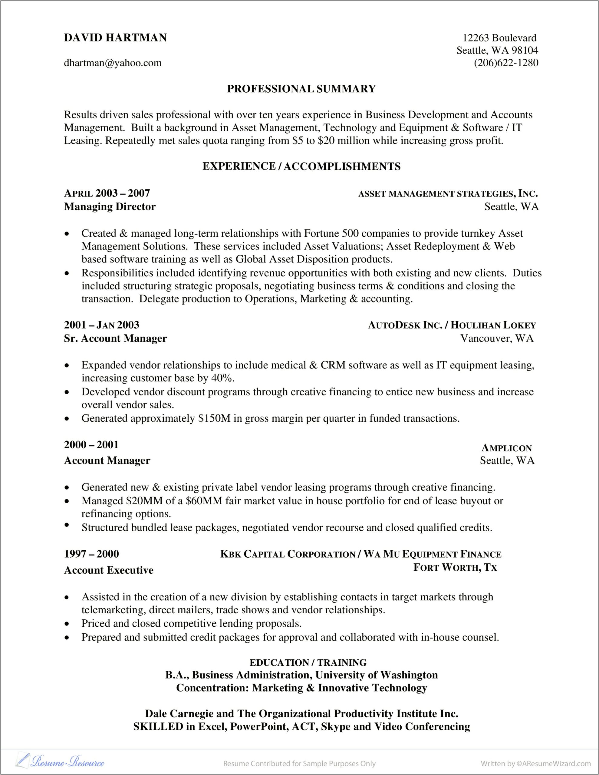 Director Of Accounting Manufacturing Industry Resume Sample