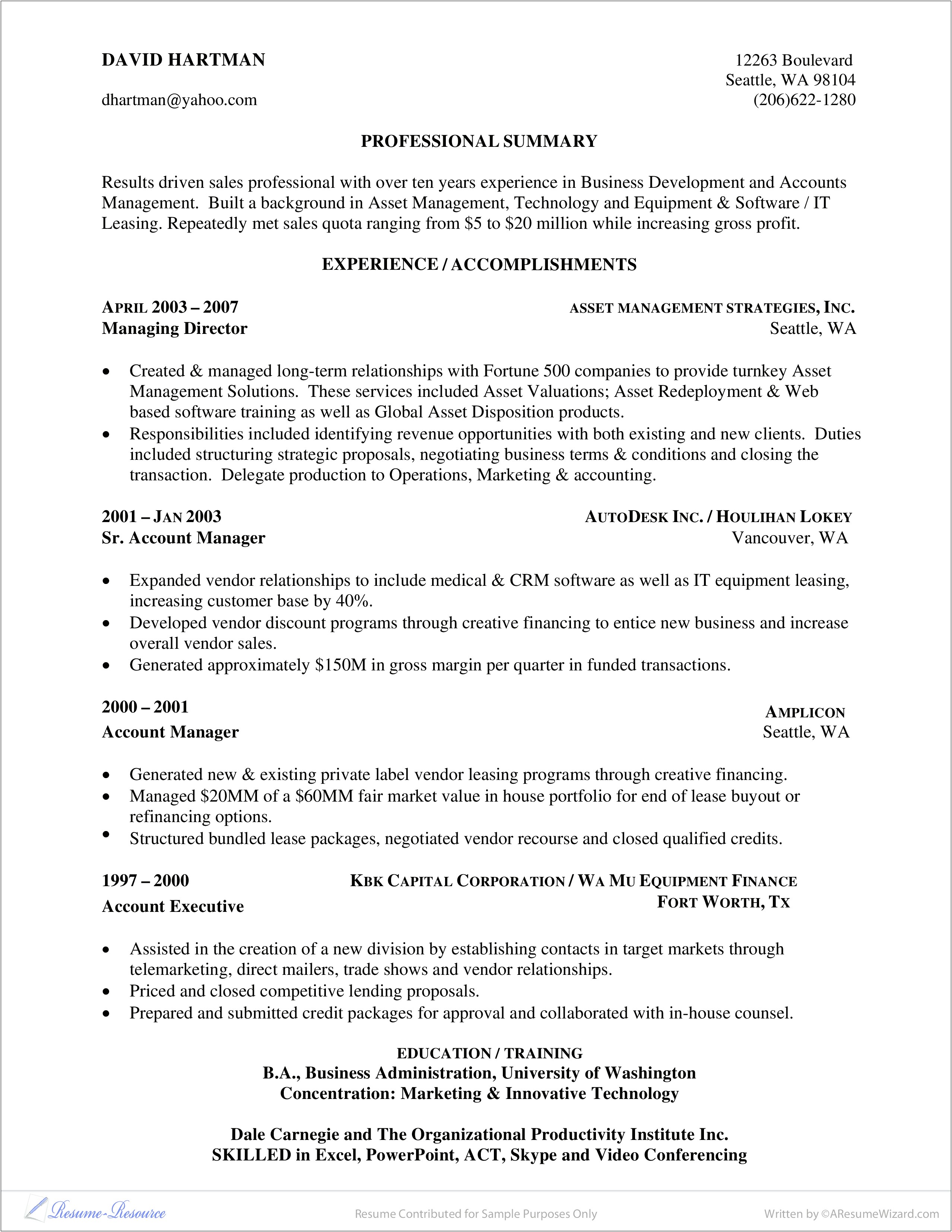 Director Of Accounting Manufacturing Industry Resume Sample