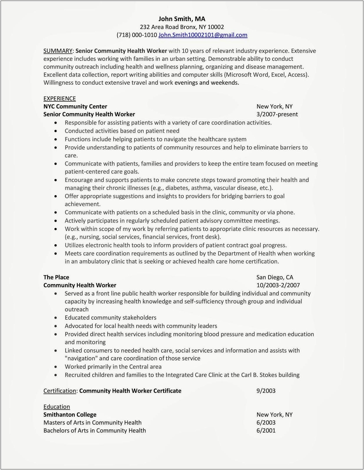 Director Of Education And Outreach Sample Resume