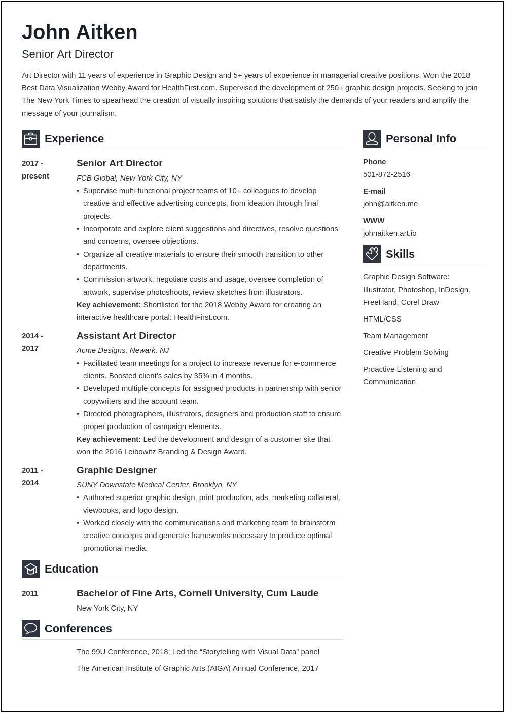 Director Of Photography & Media Manager On A Resume