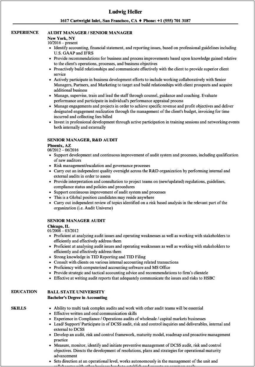 Disagreement With Supervisor Example Big 4 Resume Example