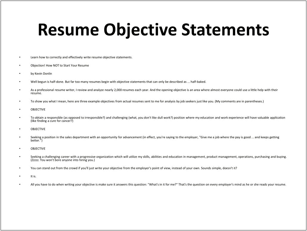 Do You Write An Objective On Resume