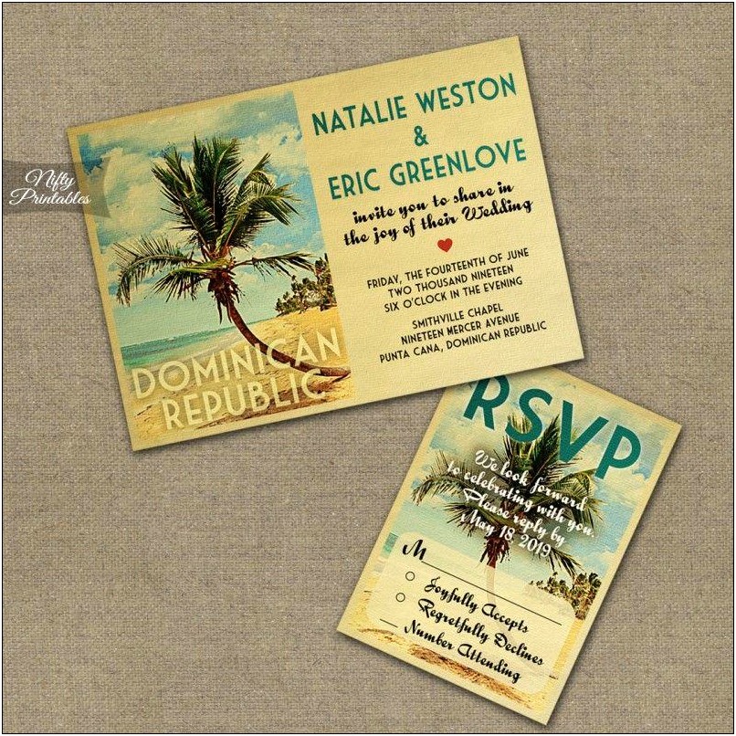 Dominican Republic Destination Wedding Invitations Cards