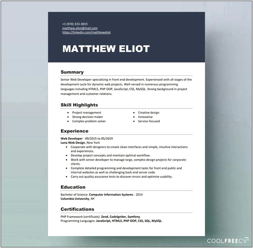 Download Free Resume Templates For Engineer