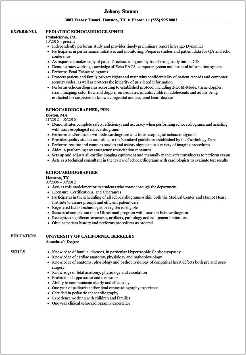 Echo Tech Job Description For Resume