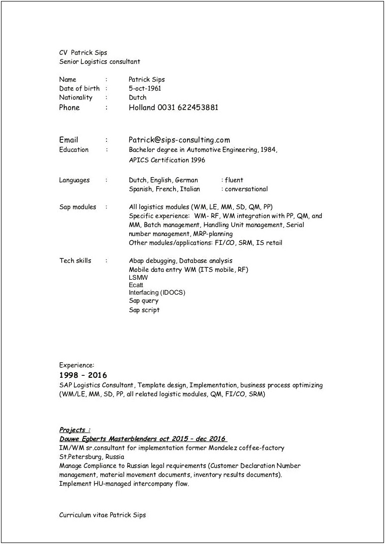 Edi Idocs Experience Summary In Resume