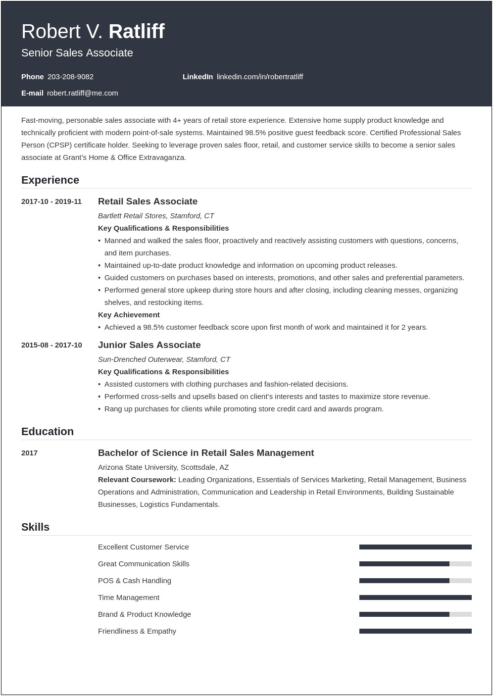 Electronics Sales Associate Job Description For Resume