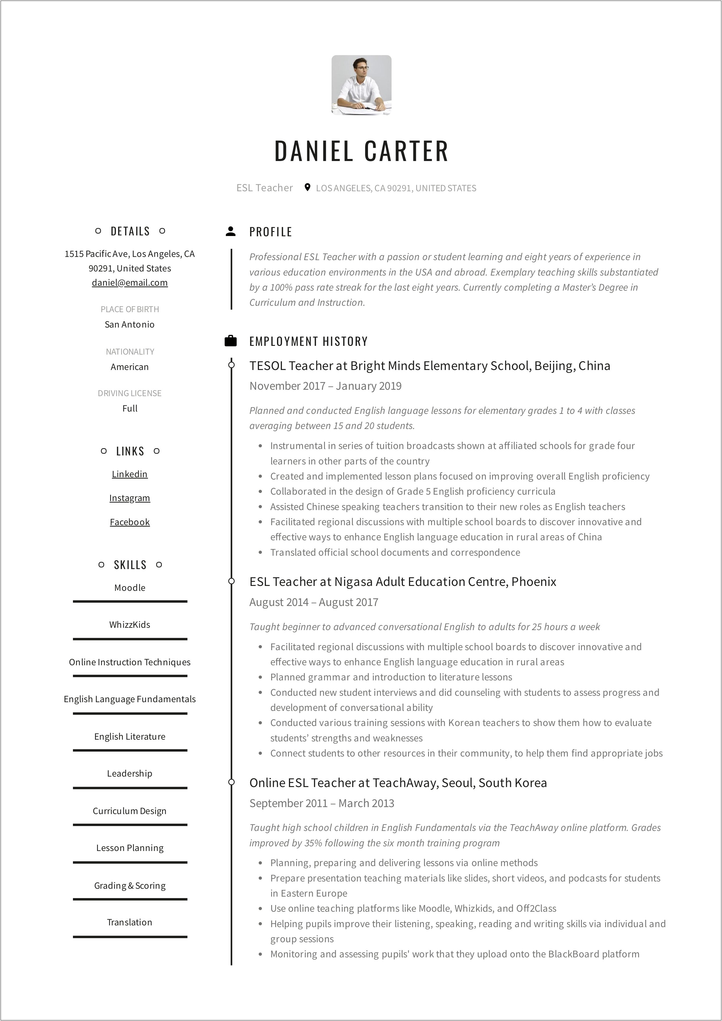 Elementary Music Teacher Resume Skills List