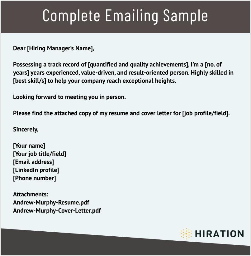 Email Attaching Cover Letter And Resume