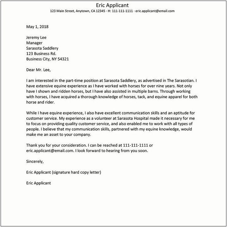 Email Cover Letter For Resume Format