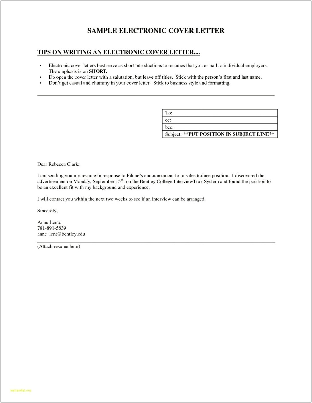 Email For Attaching Resume And Cover Letter