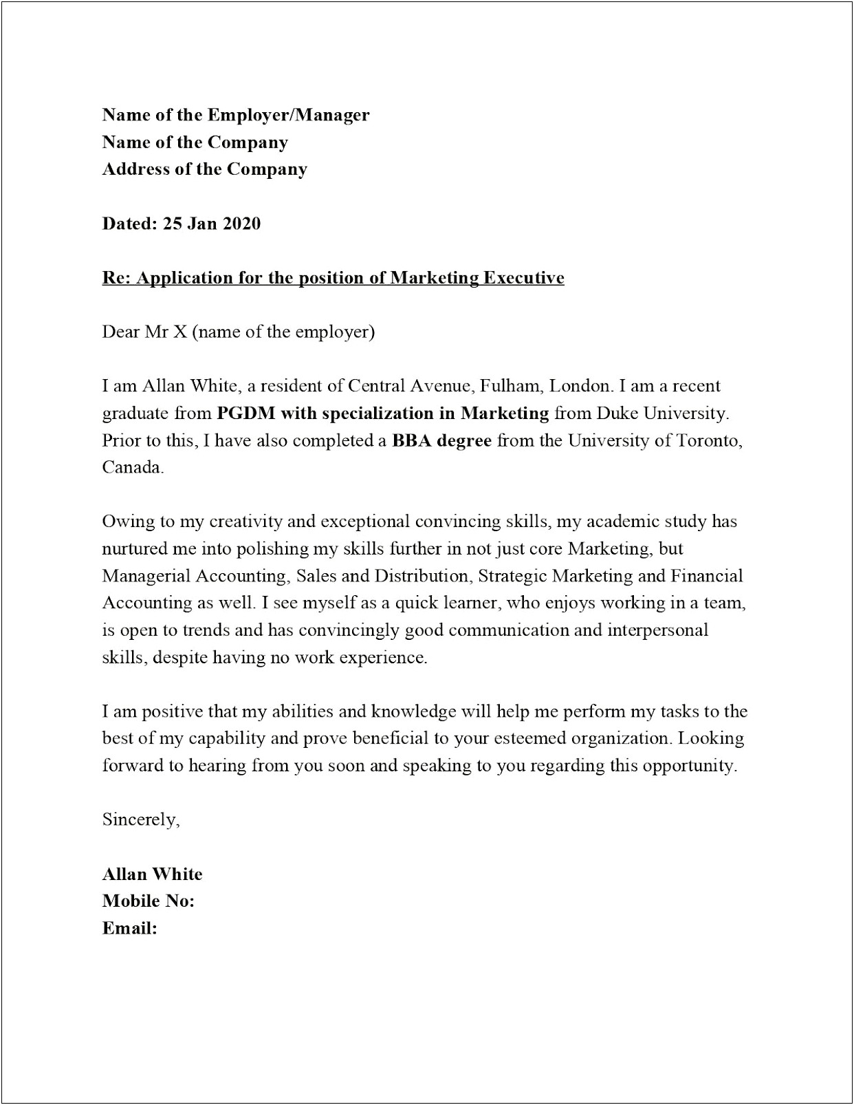 Email Introduction For Cover Letter And Resume