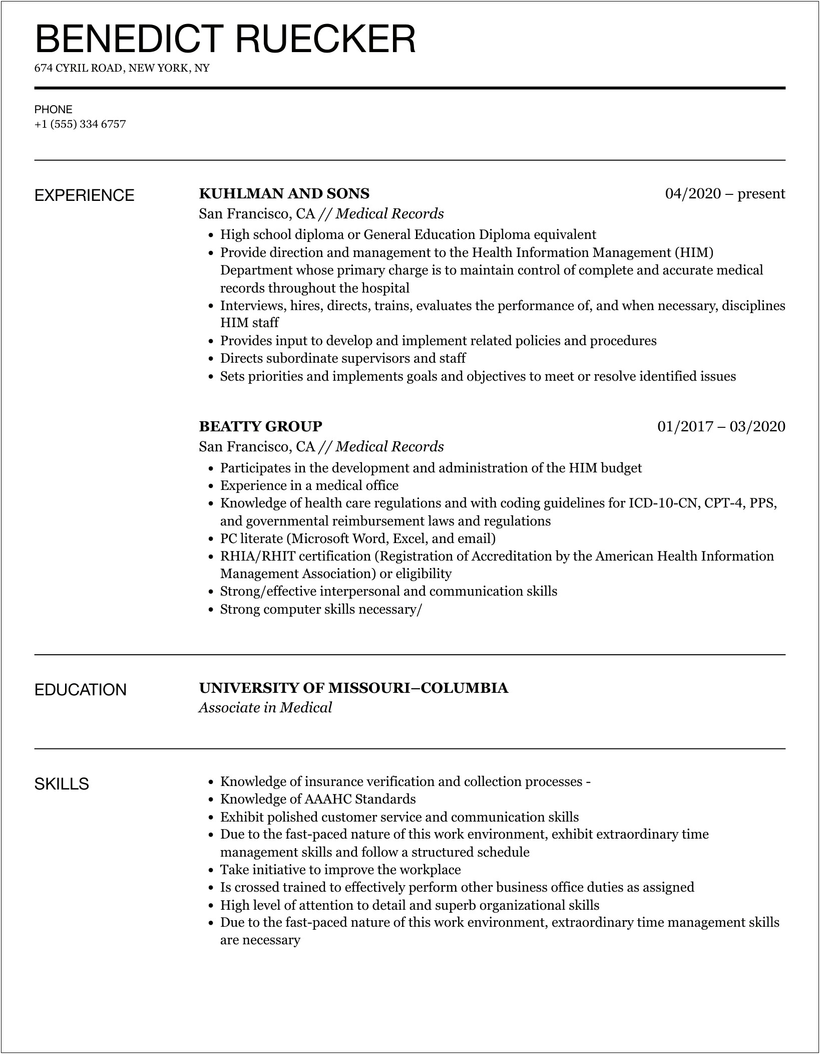 Emr Ehr Healthcare Claim Data Related Sample Resumes