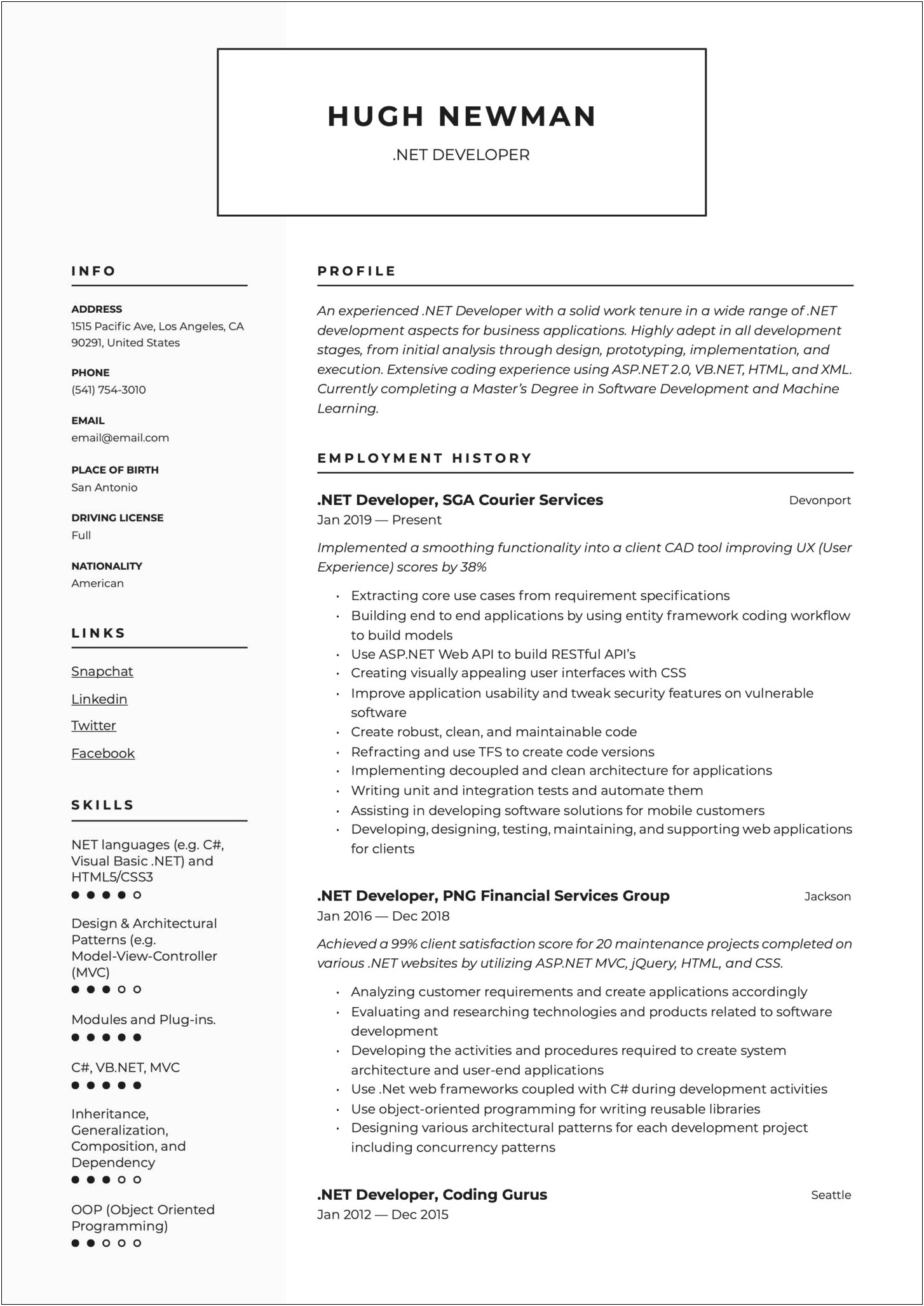 Entity Frame Works In Net Resume Hireit