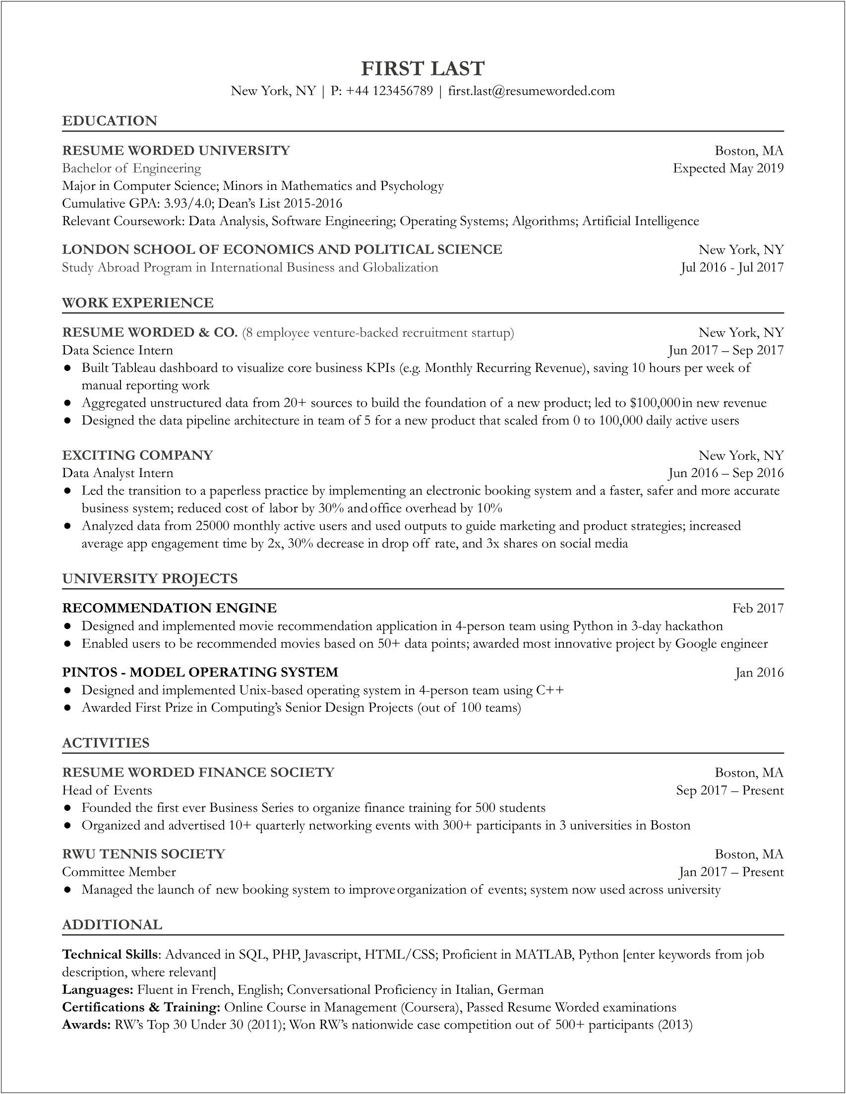 Entry Level Beginner Social Work Resume