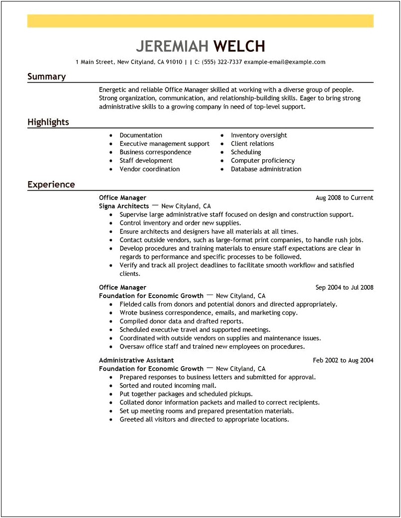 Entry Level Construction Project Manager Resume Sample