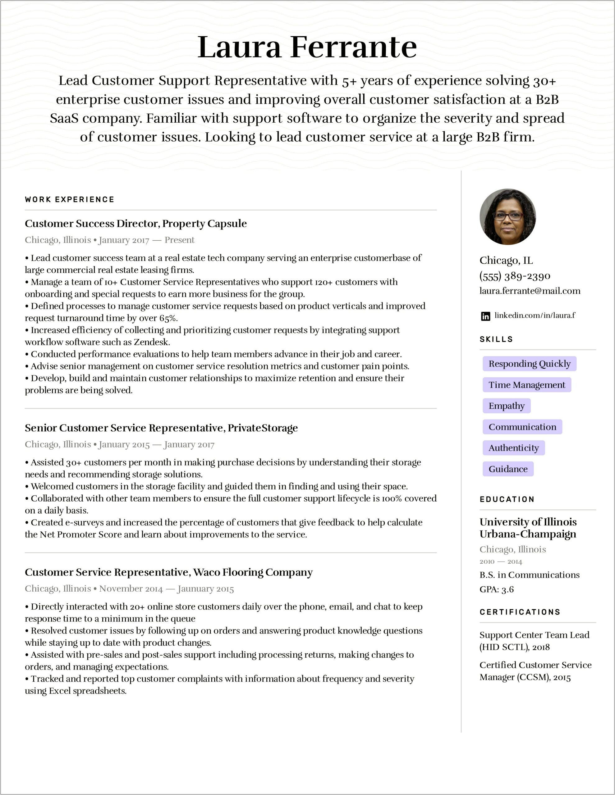 Entry Level Customer Service Resume Skills