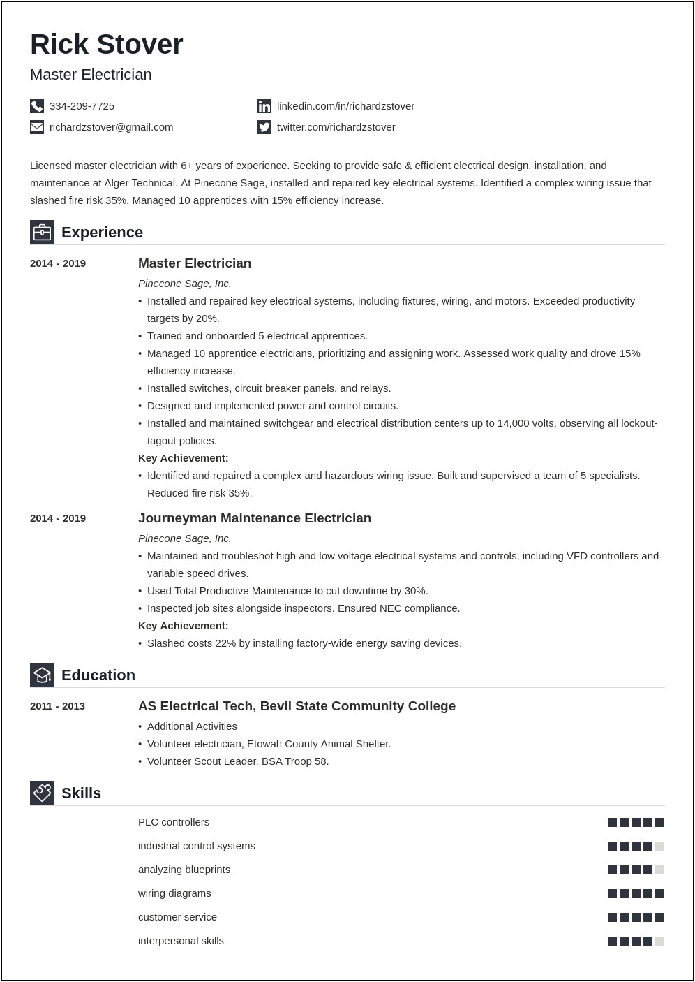 Entry Level Electrical Apprentice Resume Samples