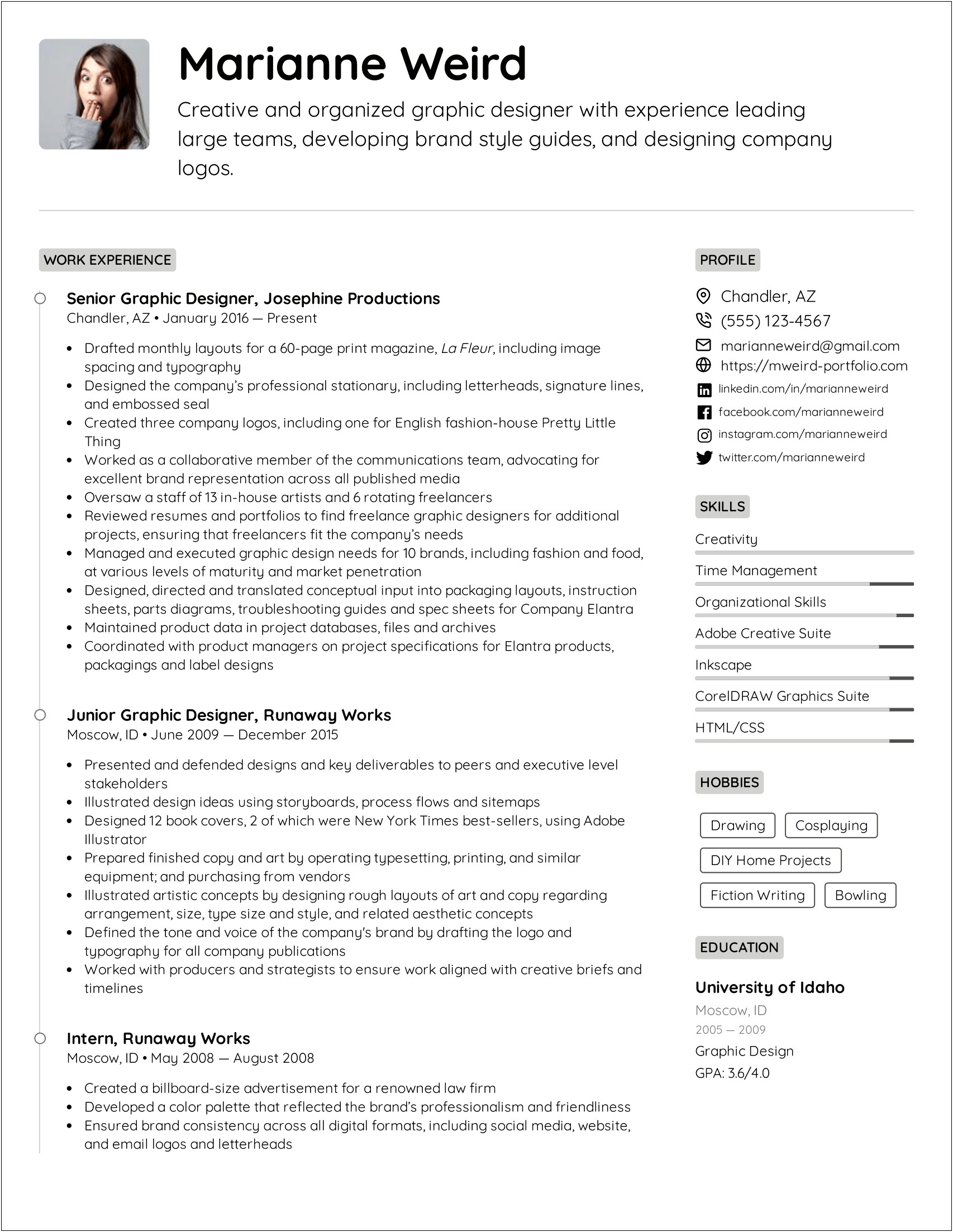 Entry Level Graphic Design Resume Samples