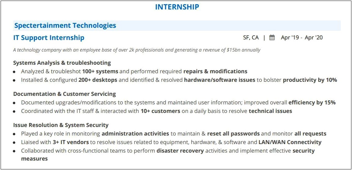 Entry Level Information Systems Resume No Experience