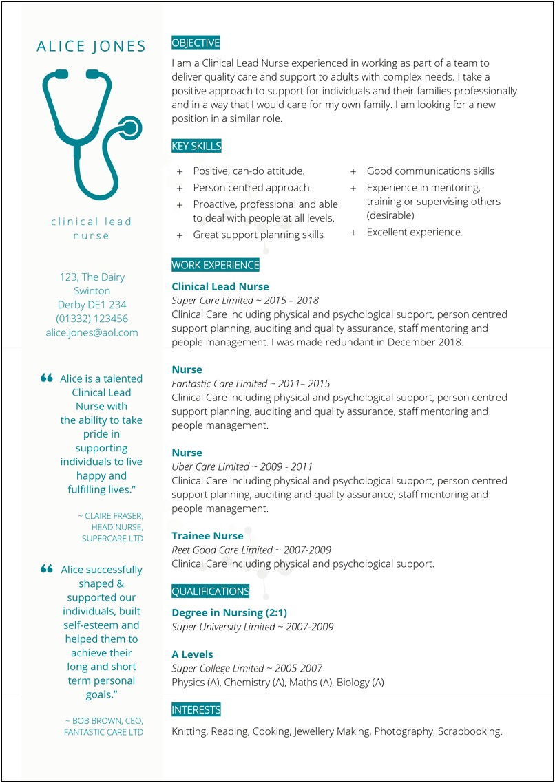 Entry Level Medical Resume Word Layout