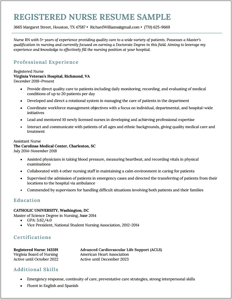 Entry Level Nursing Resume Objective Examples