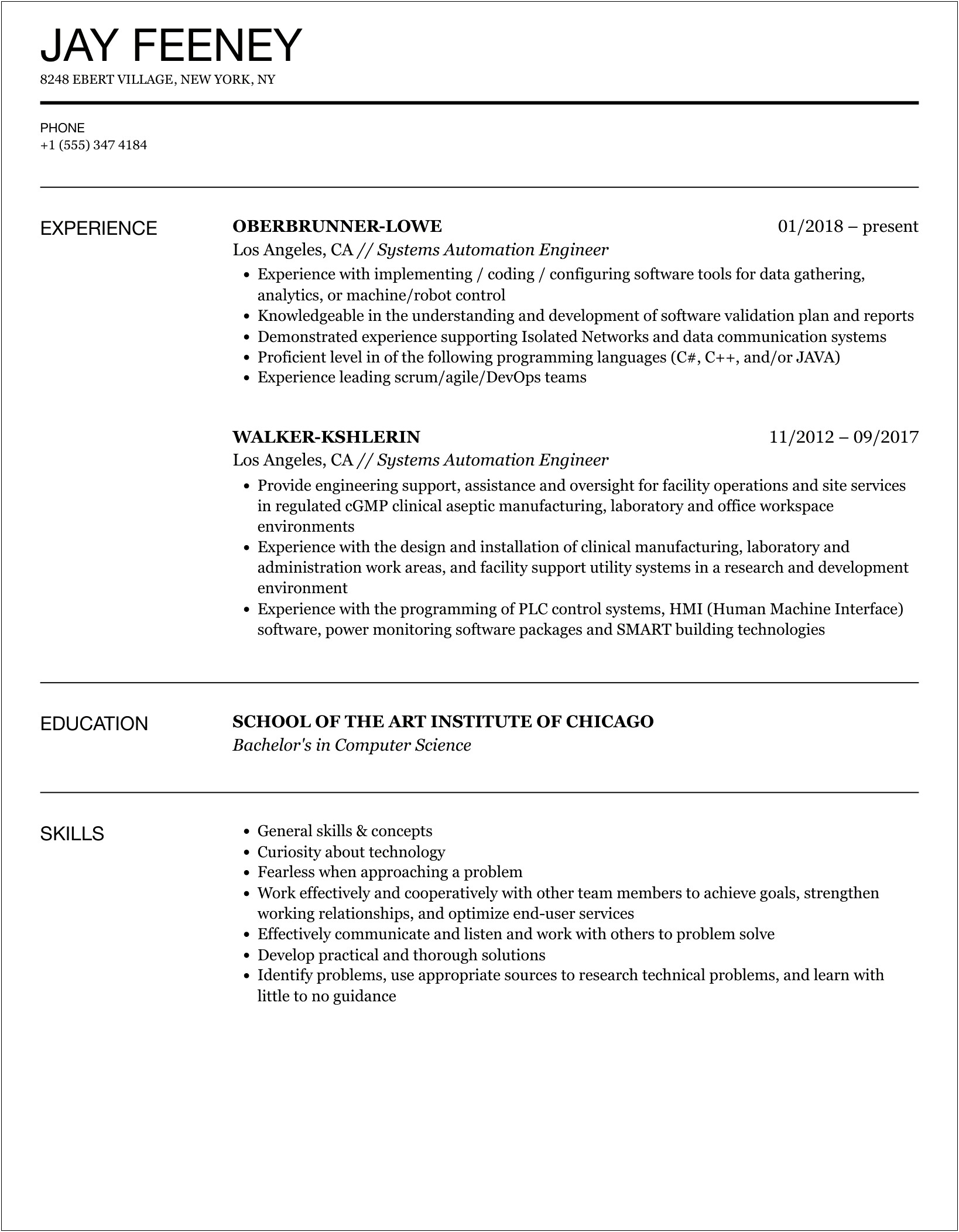 Entry Level Powershell Scripting Resume Sample