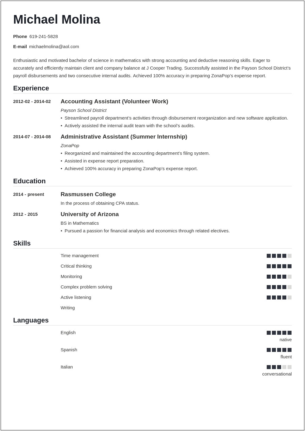 Entry Level Resume Template Free Download