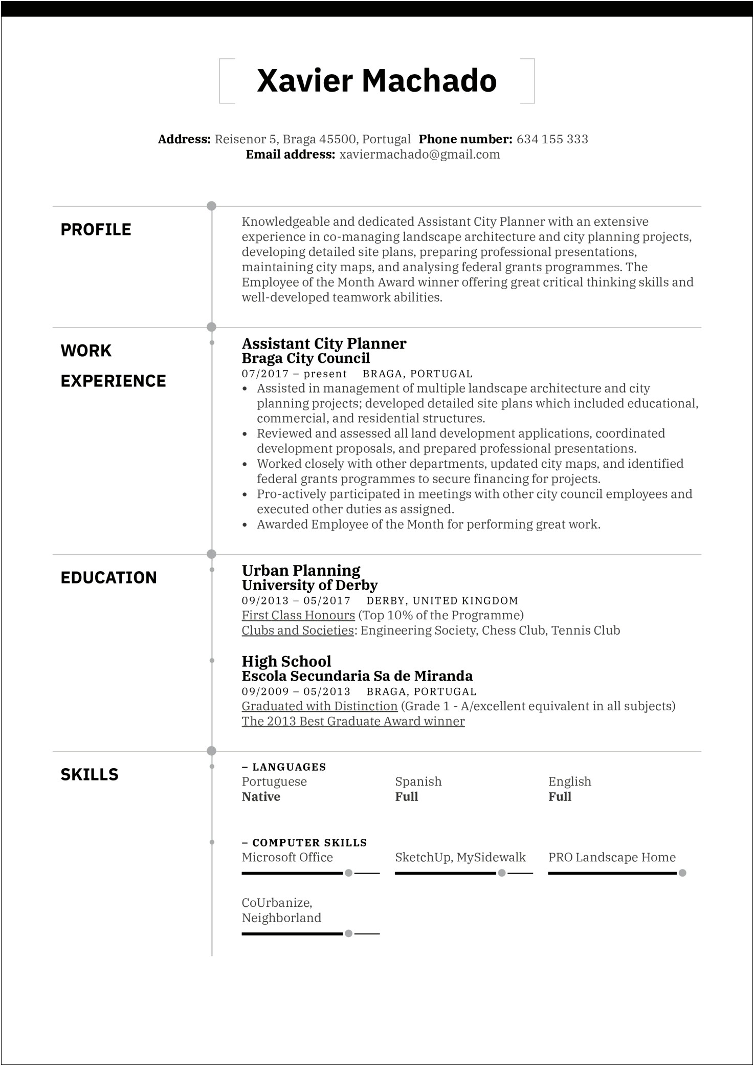 Entry Level Urban Planner Resume Sample