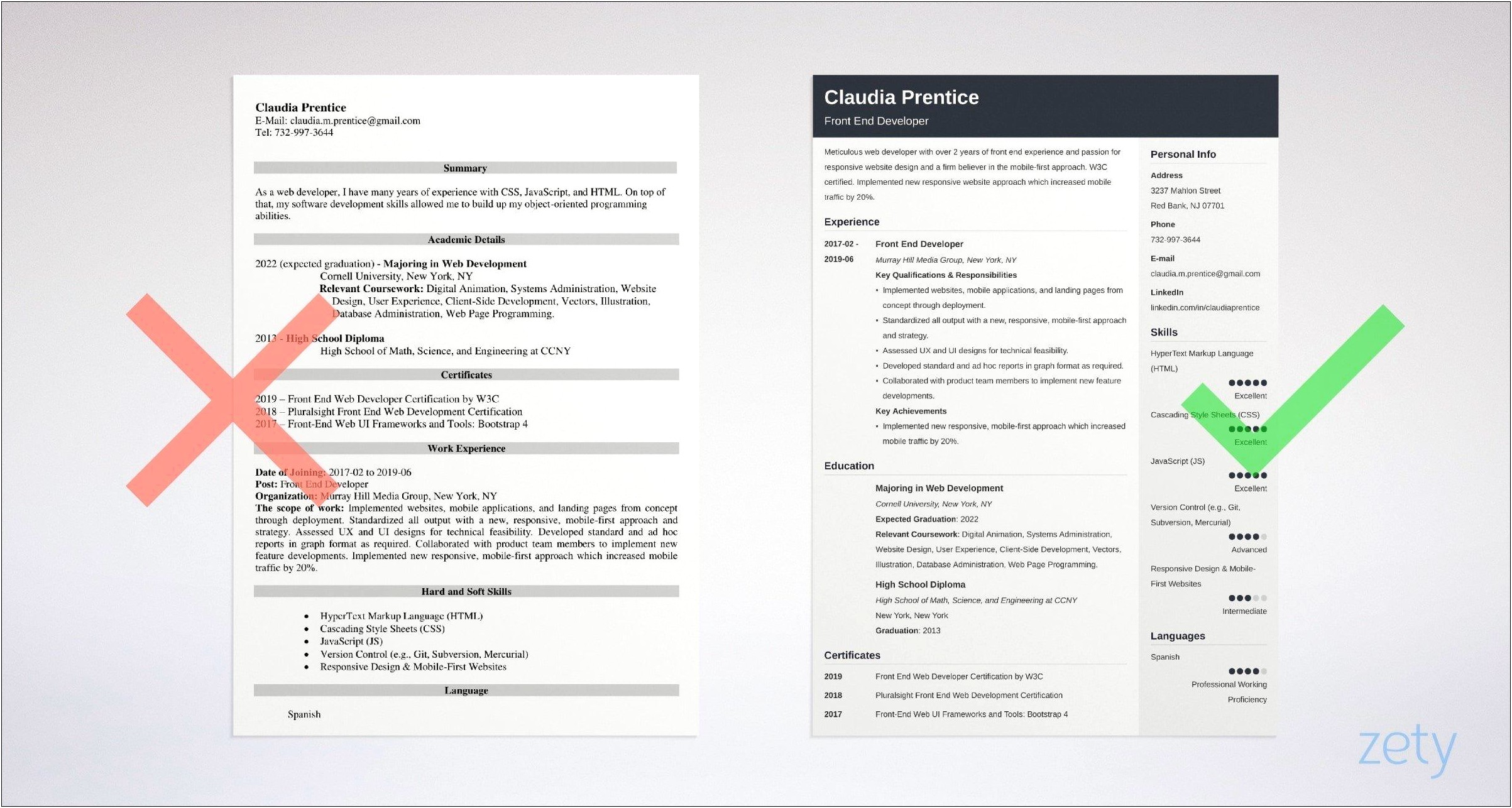 Entry Level Web Developer Resume Template