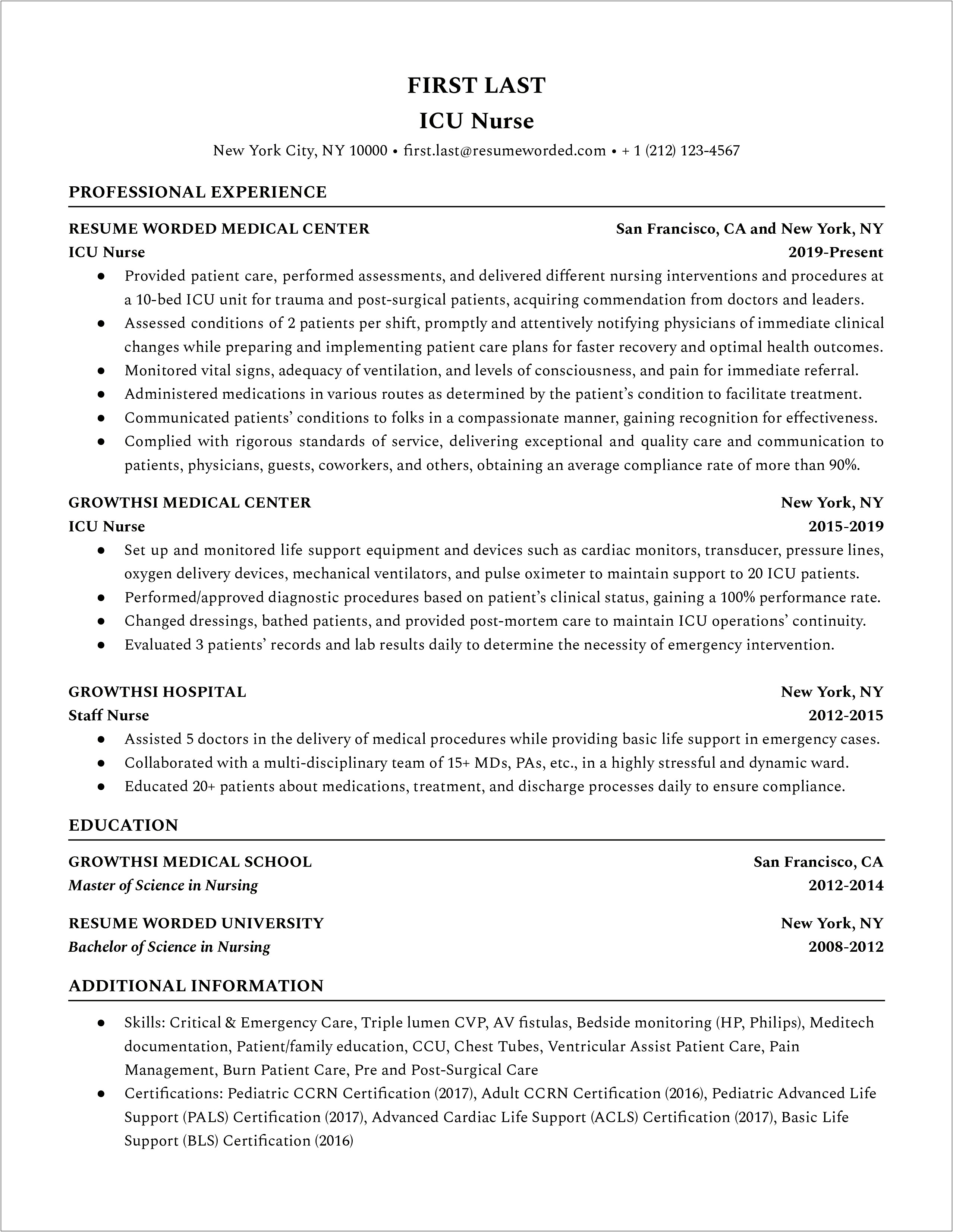 Er Nurse Job Description Resume Sample