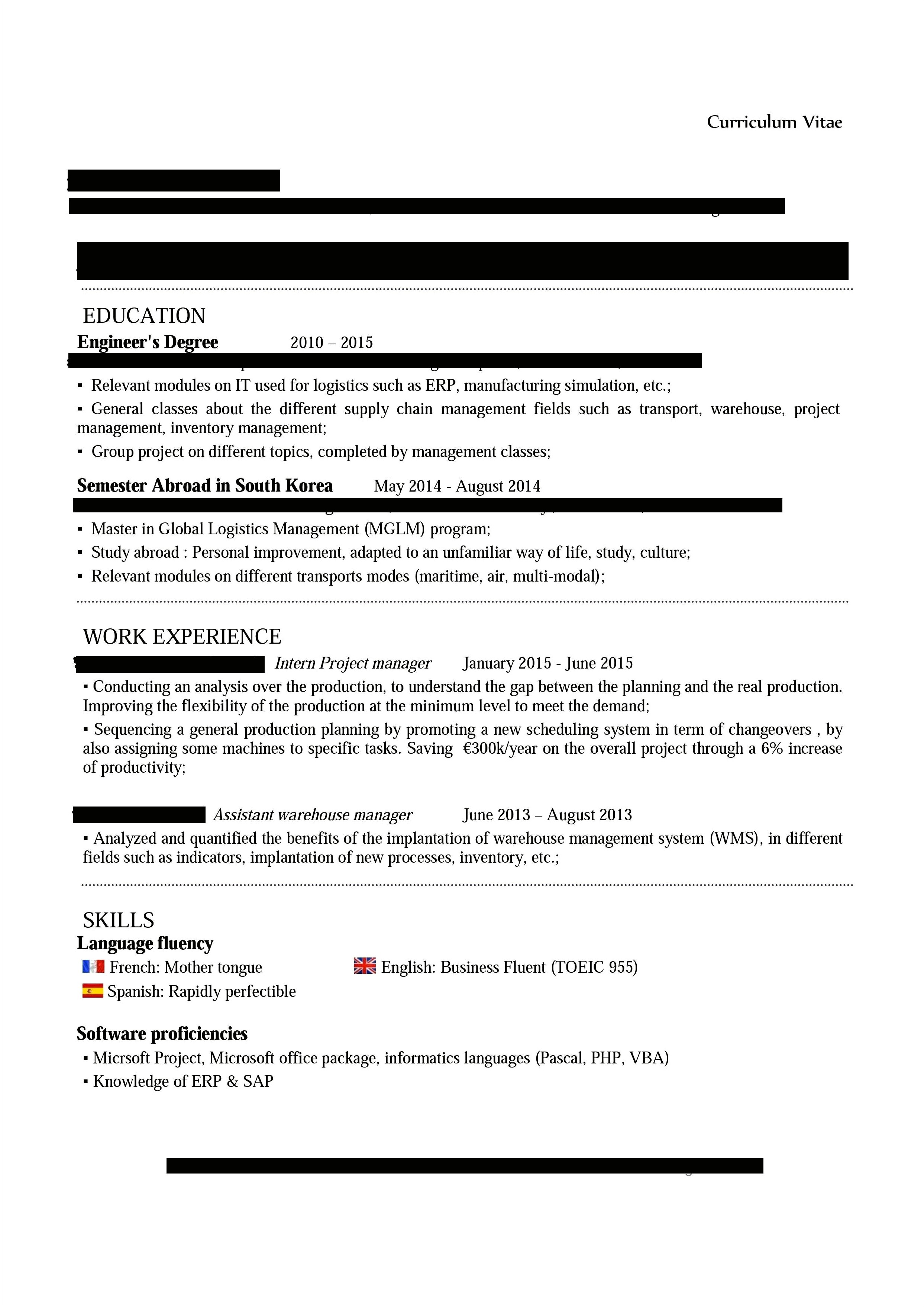 Erp And Inventory Management Ba Resume