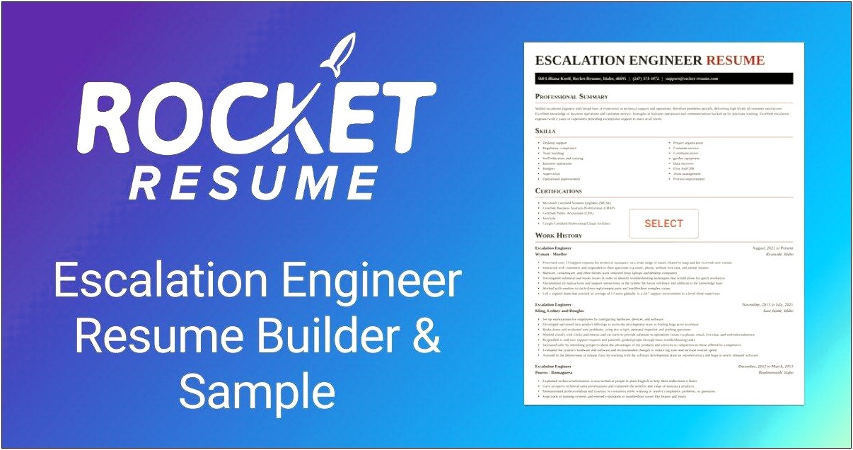 Escalation Specialist Job Description For Resume