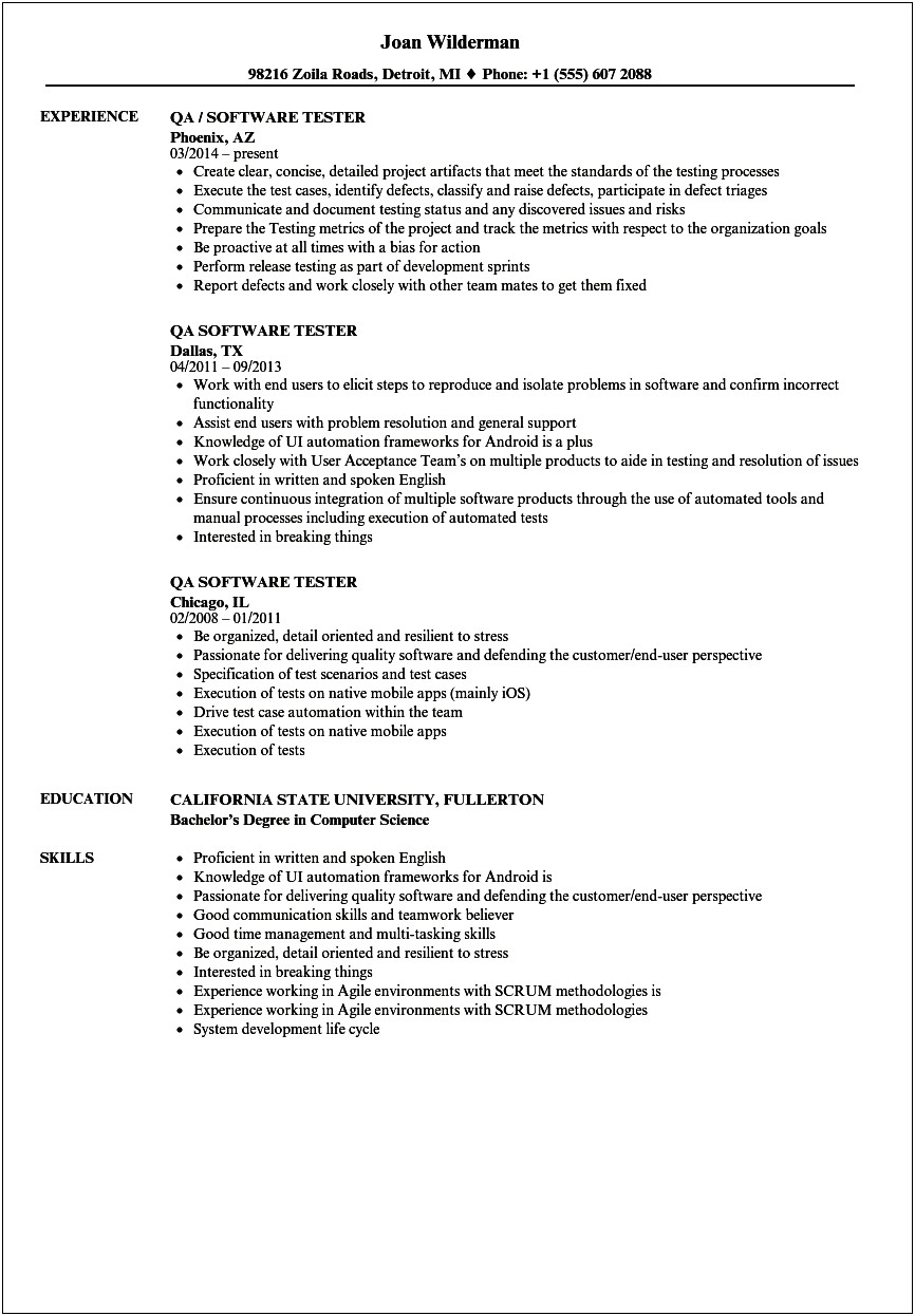 Etl Testing Resume 2 Years Experience