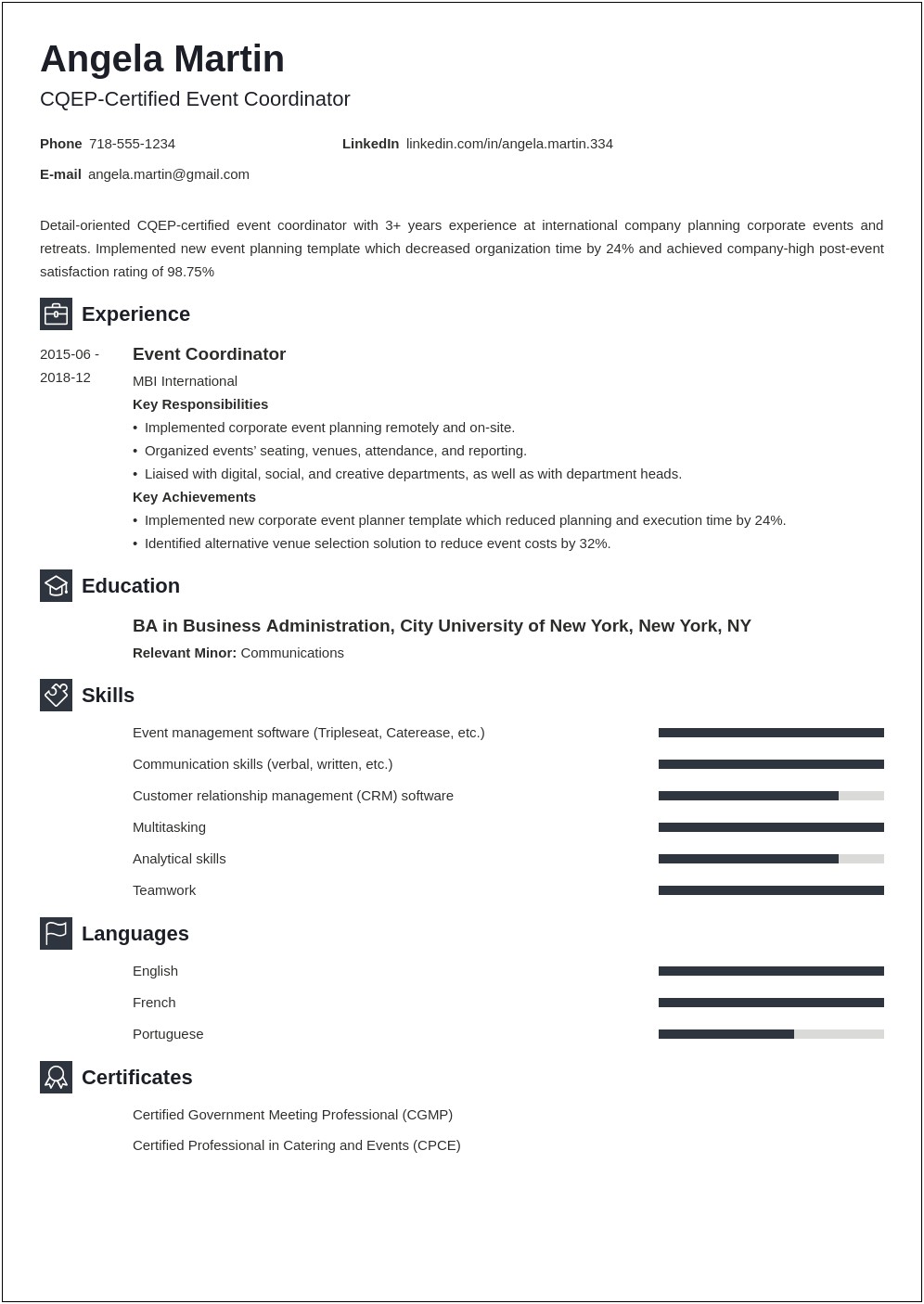 Event Creavtive Planning Skill On Resume Examples