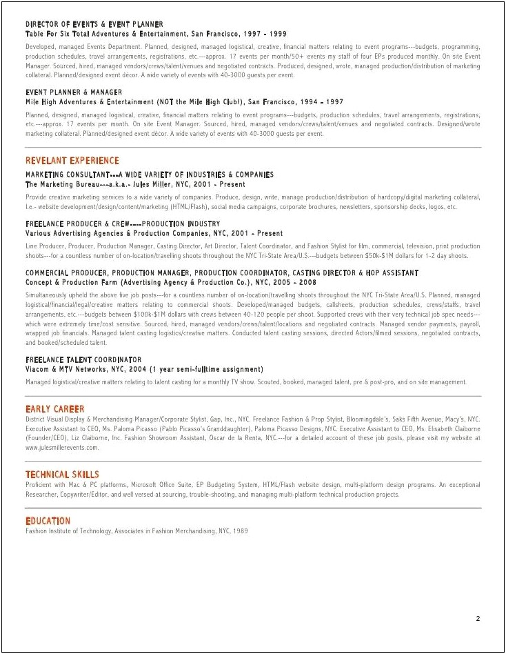 Eventt Manager Resume Events And Digital Content