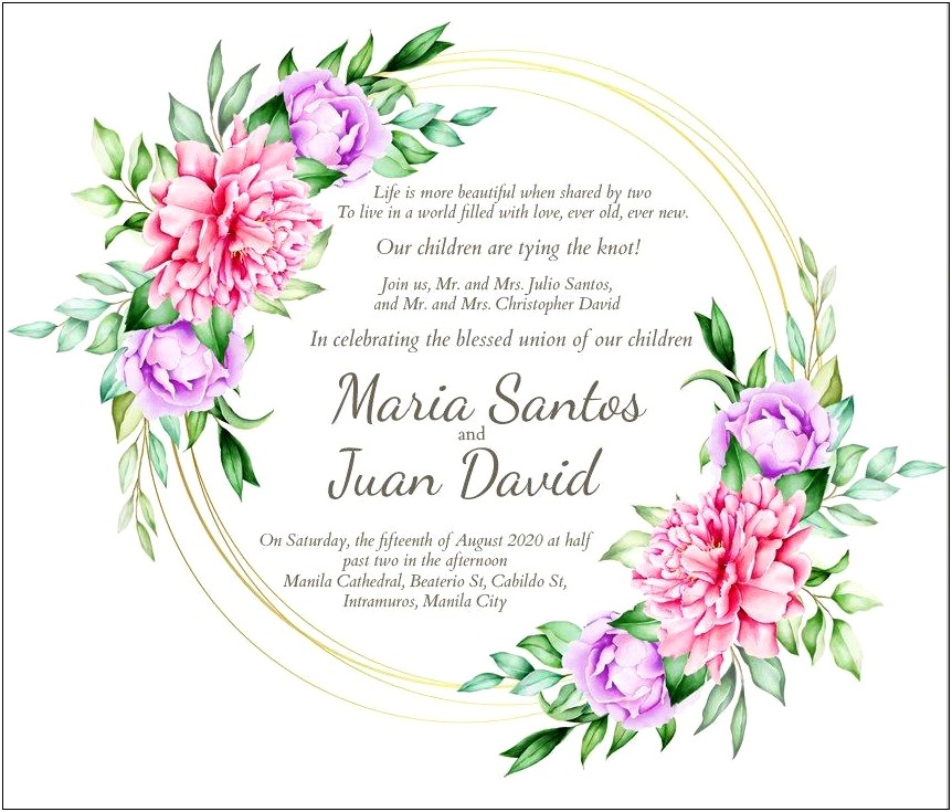 Example Invitation Letter For Civil Wedding