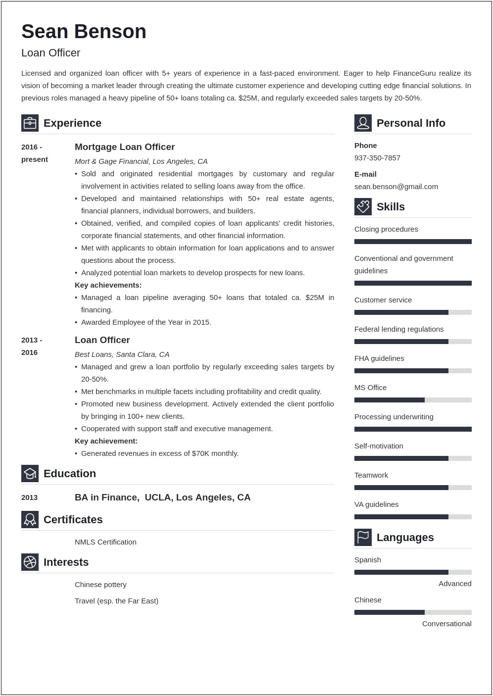 Example Loan Officer Resume Life Career