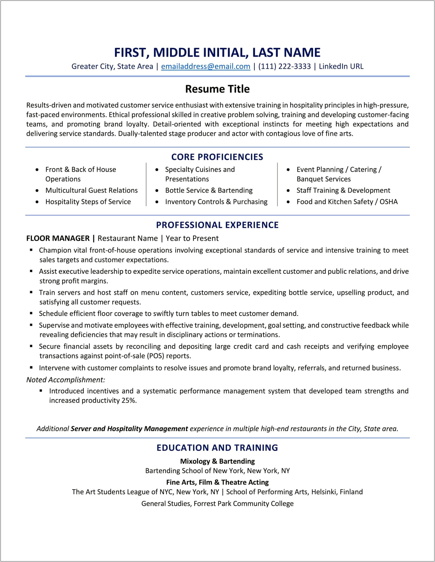 Example Of A 20 Year Old Resume