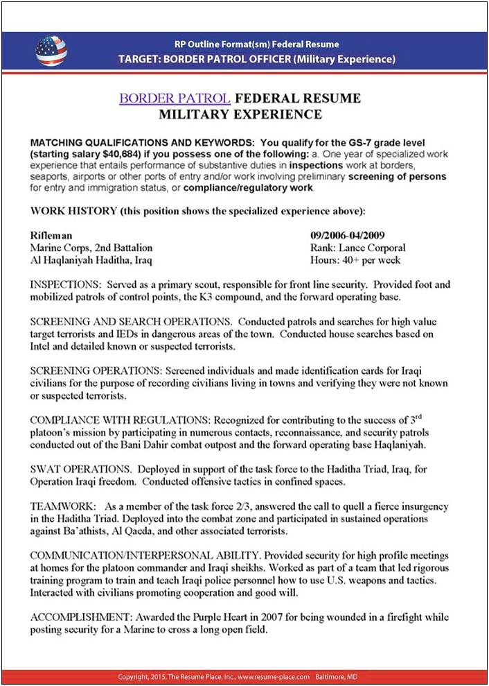 Example Of A Federal Resume 2016