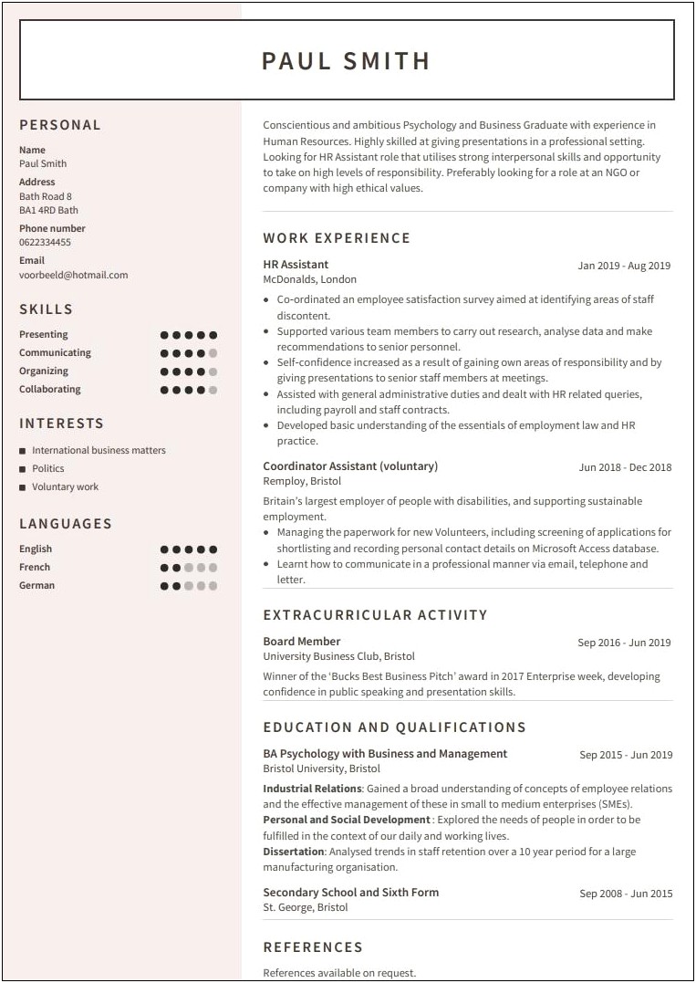 Example Of A Good Teenage Resume