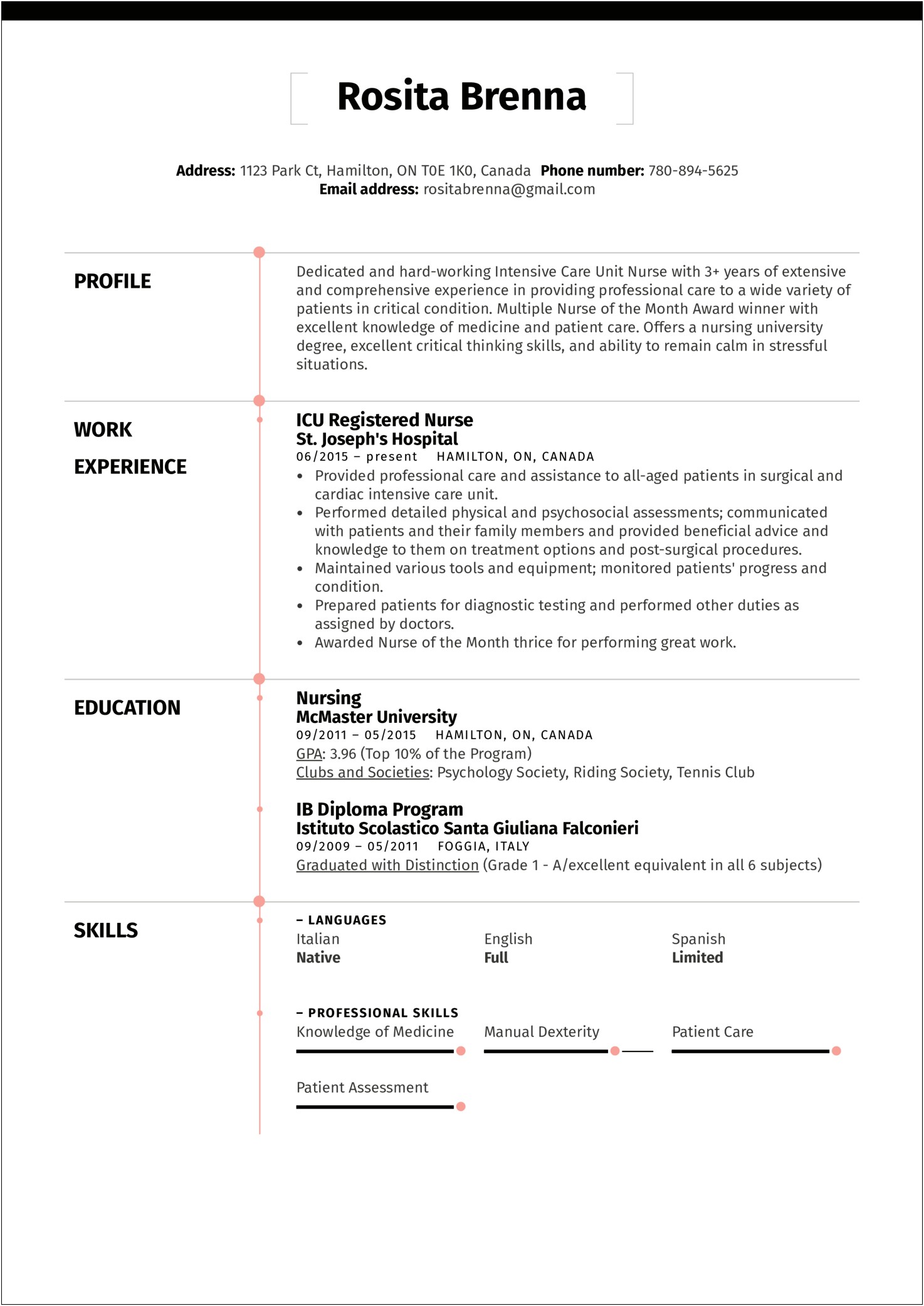 Example Of A Great Nursing Resume