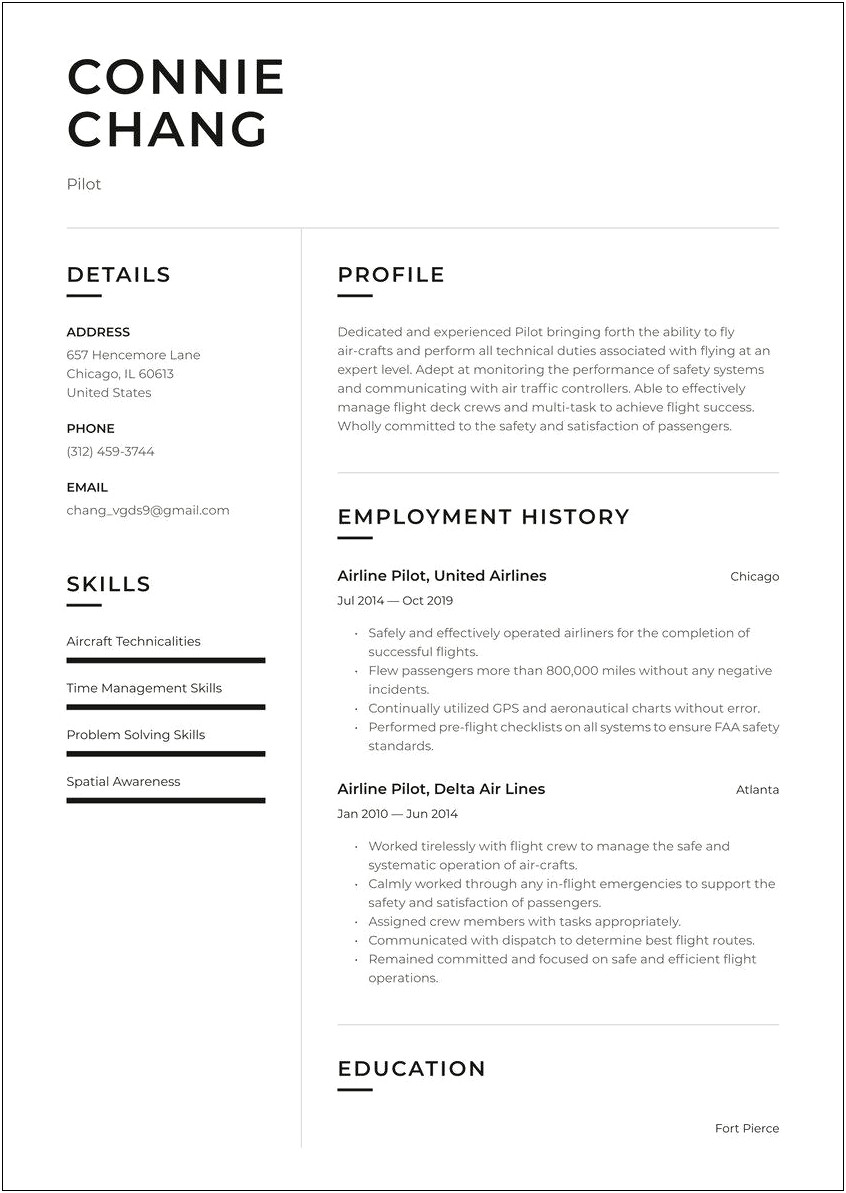 Example Of A Header On A Resume