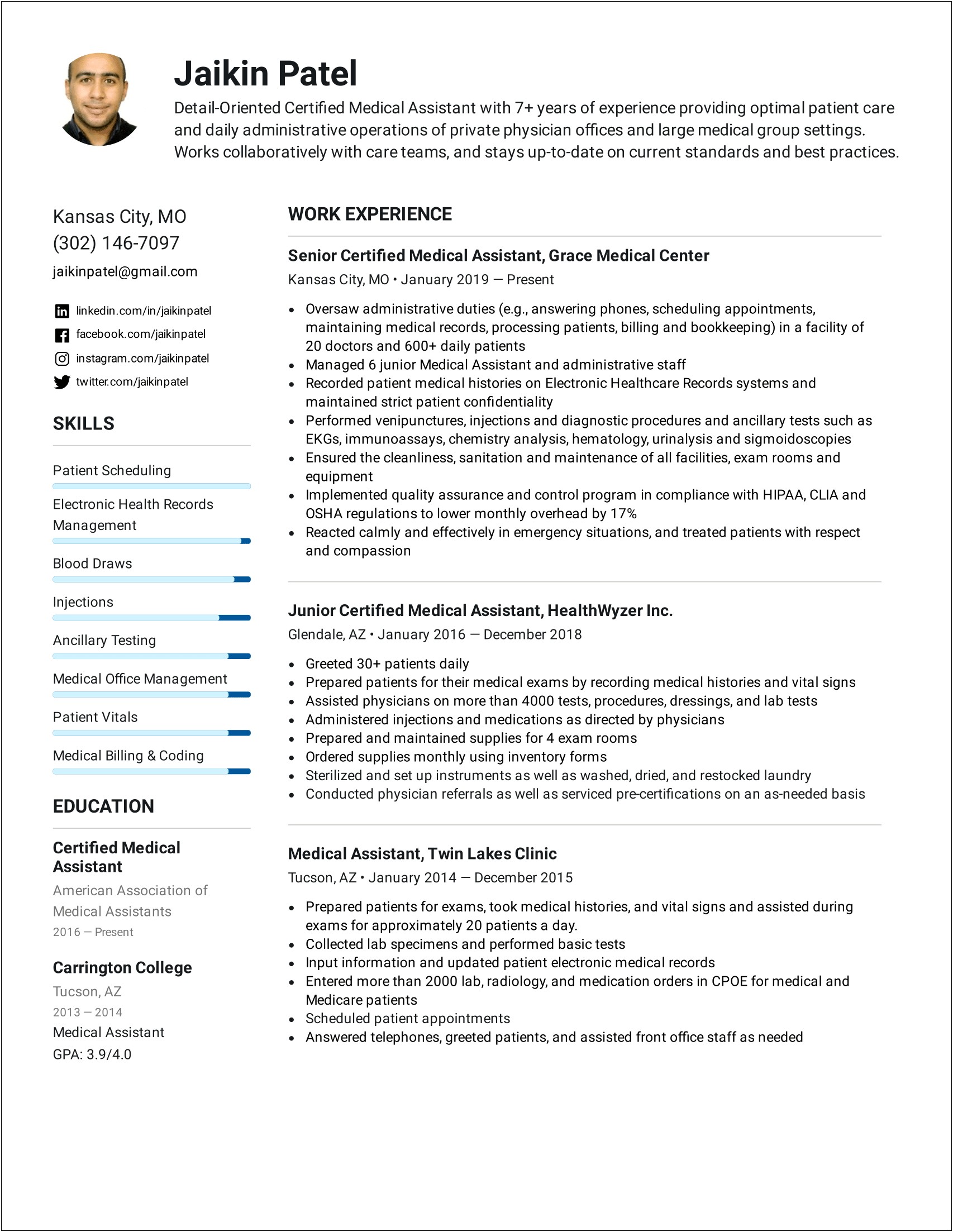 Example Of A Medical Marketing Resume