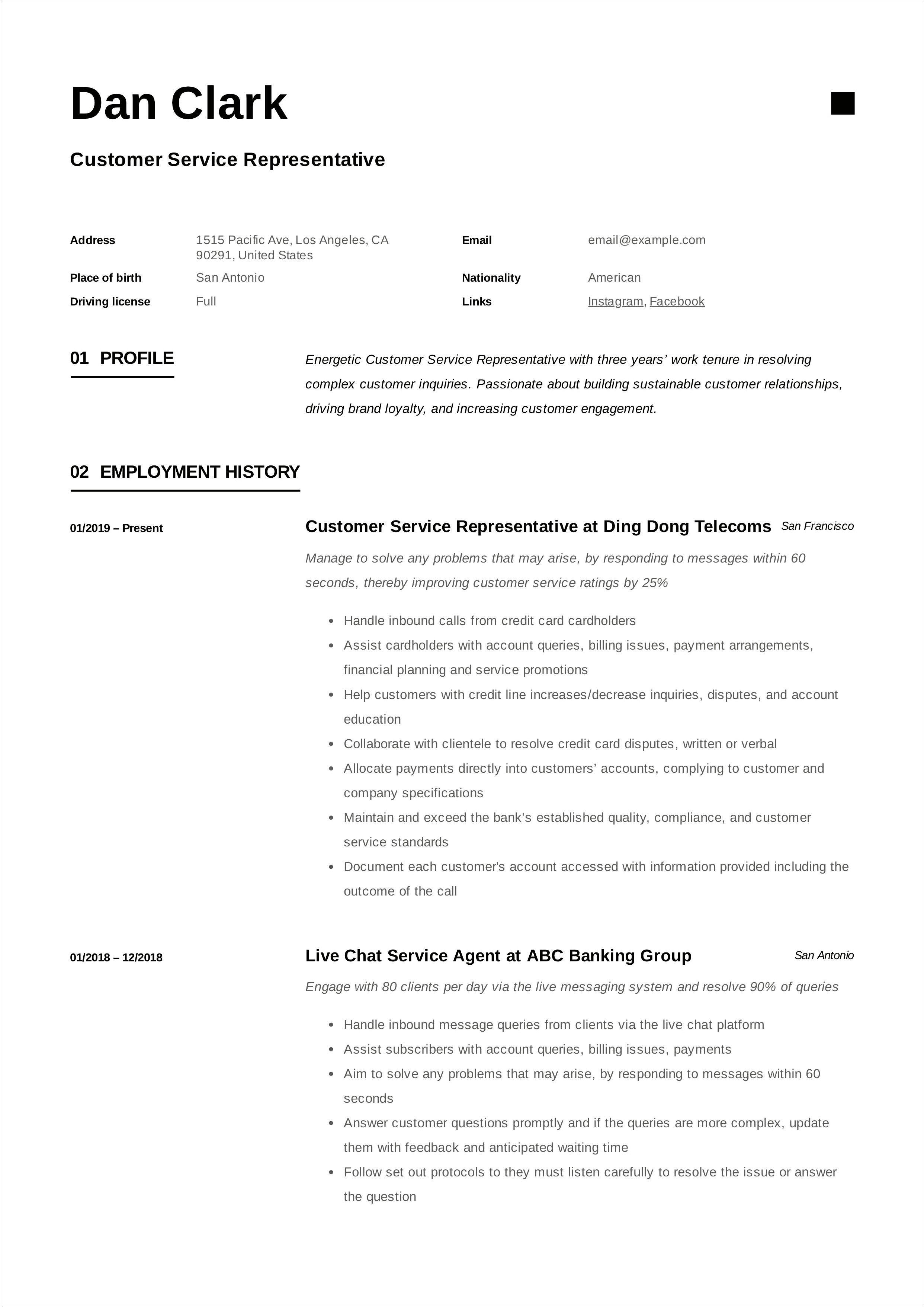 Example Of A Resume For A Travel Agent