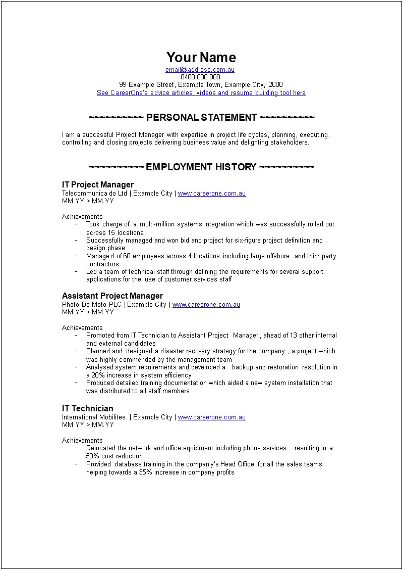 Example Of A Resume For Project Assistant