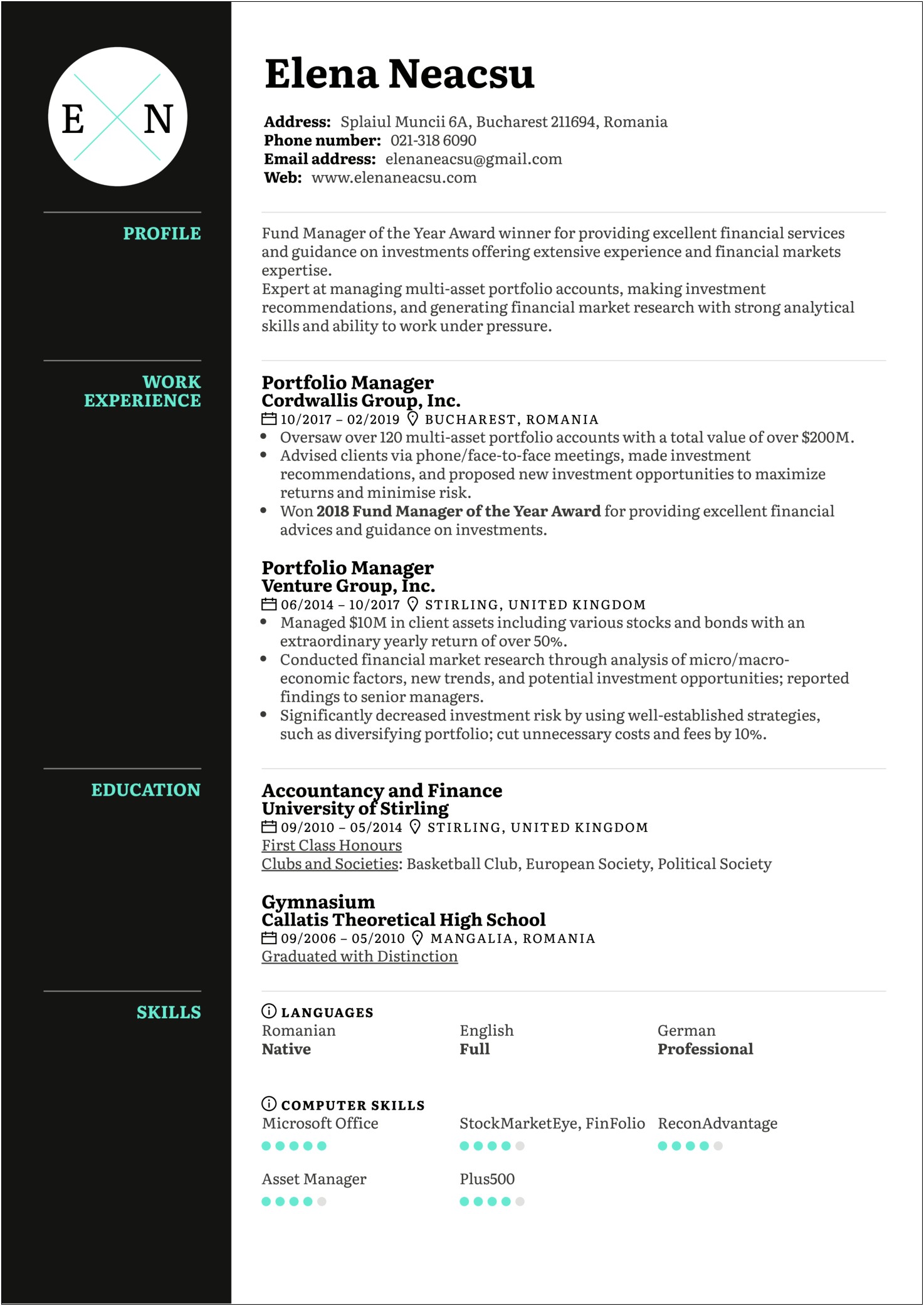 Example Of A Resume Package For A Portfolio