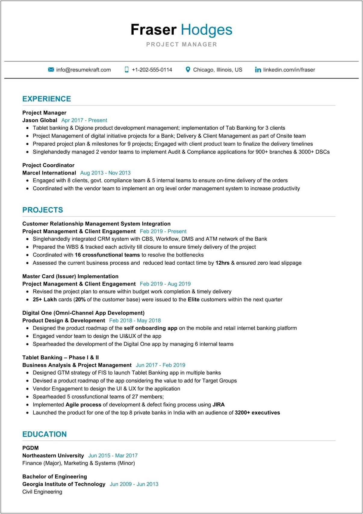 Example Of A Stratup Project Manager Resume