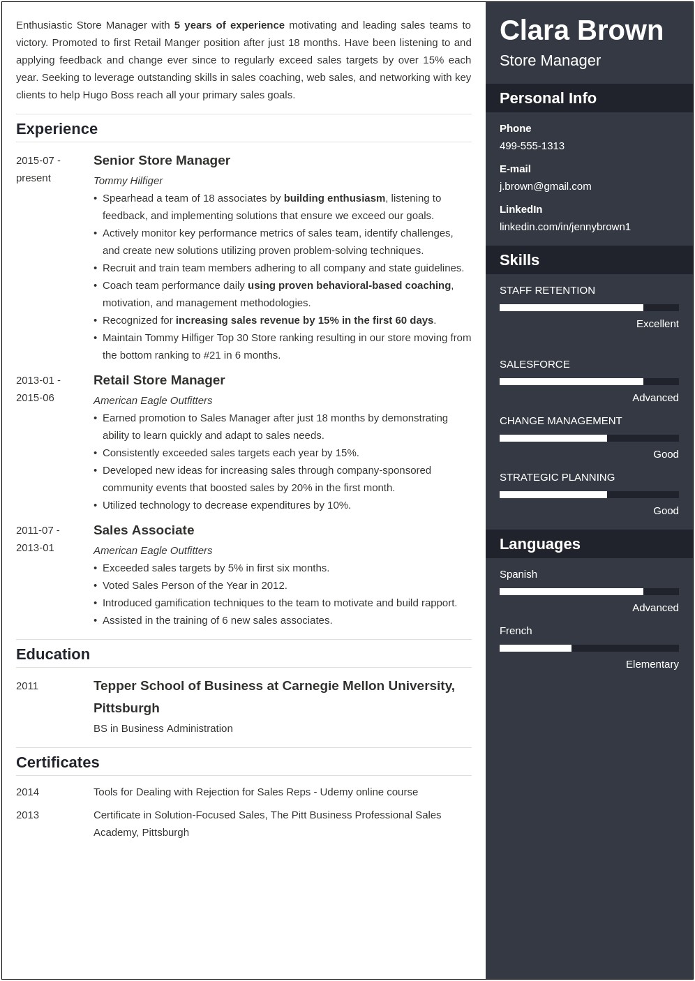 Example Of An At&t Retail Resume